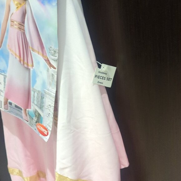 Girls Venus Goddess Pink and Gold Kids Costume With Headband- size L 10-12 NWT - Picture 3 of 5